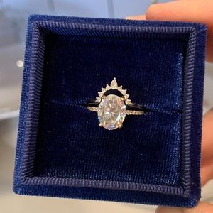 3 ct Oval Moissanite Wedding Ring Set